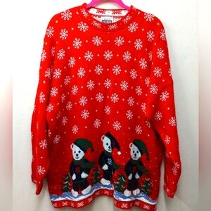 Vintage Adele Knitwear Christmas Knit Sweater Bears 2X